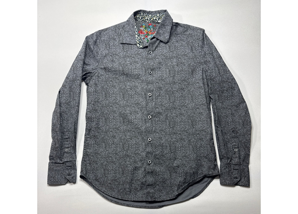 Robert Graham Men's LS Gray Abstract Button Up Dress Shirt - Size S Classic Fit